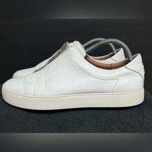 Frye Women's Lena Zipper Low White Leather Sneakers Shoes Size 11 M 3471320